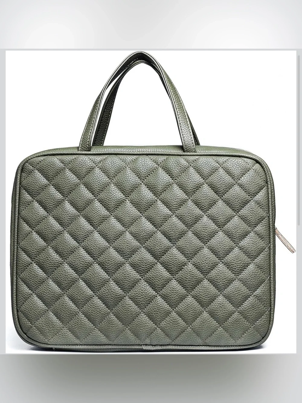 Ms. Lovely Olive Green Quilted Travel Toiletry & Cosmetic Organizer Bag | NWOT